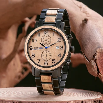 БОБО ПТИЦА Персонализирани Мъжки Часовник Хронограф от Неръждаема Стомана Луксозни Часовници са най-Добрия Подарък за Него montre homme