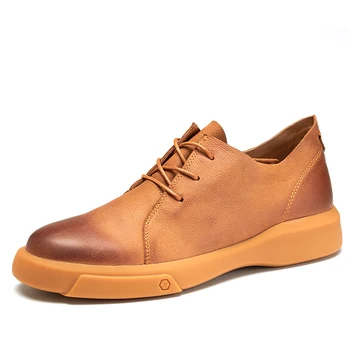 Висококачествени ежедневни бизнес обувки от естествена кожа, дантела; сезон Есен-Зима; мъжки обувки в британския стил в стил ретро; Универсална обувки от Телешка кожа